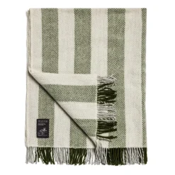 Daylesford Organic Enstone Wool Throw Herringbone Stripe Olive