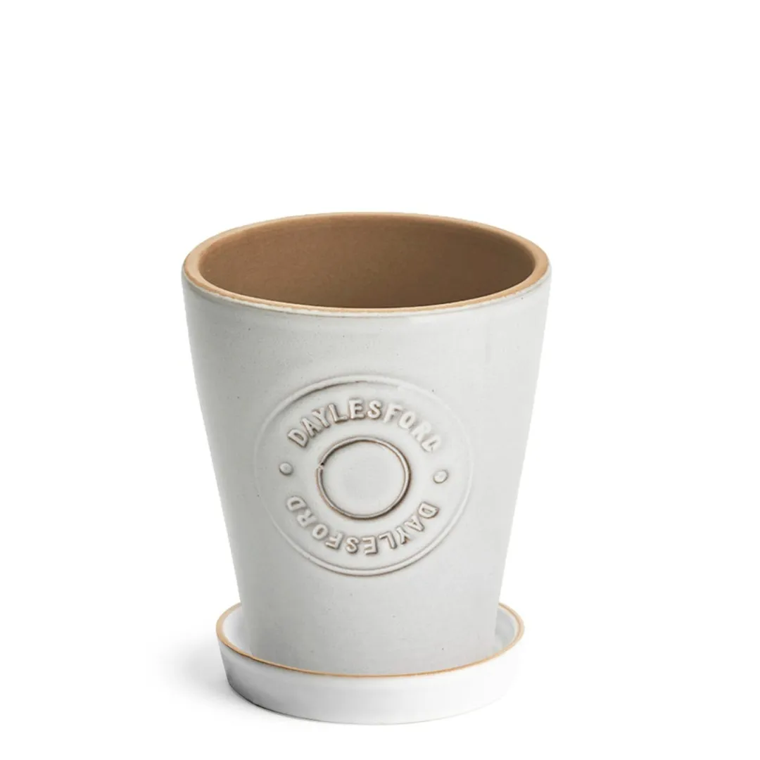 Daylesford Organic Large Lucas Planter with saucer White