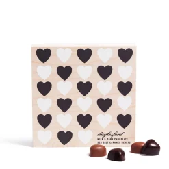 Daylesford Organic Milk & Dark Chocolate Sea Salt Caramel Hearts Wooden Box