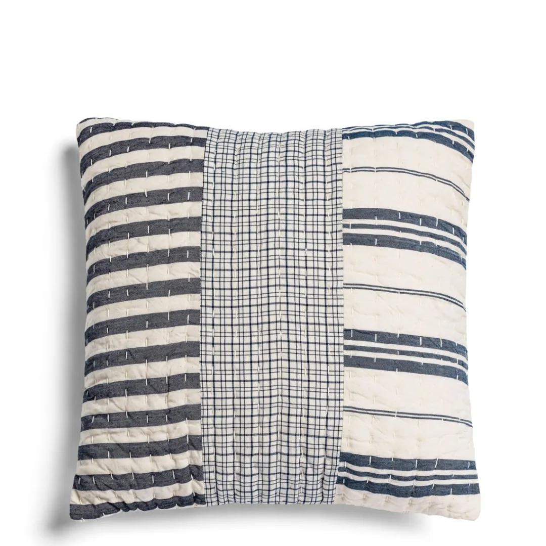 Daylesford Organic Patchwork Cushion Navy & White