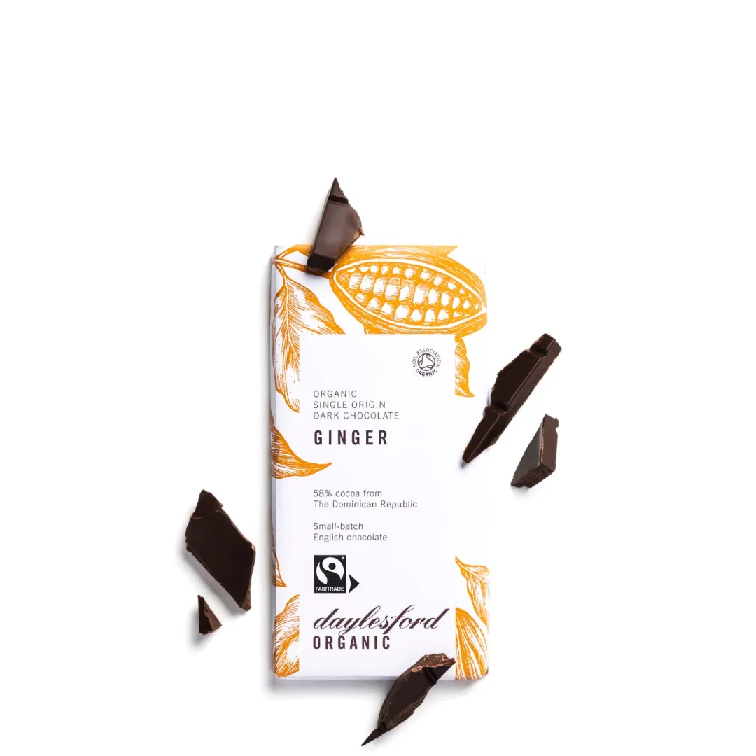 Daylesford Organic Single Origin Dark Chocolate Ginger Bar