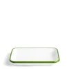 Daylesford Organic White & Green Enamel Rectangular Dish 26cm