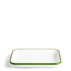 Daylesford Organic White & Green Enamel Rectangular Dish 26cm