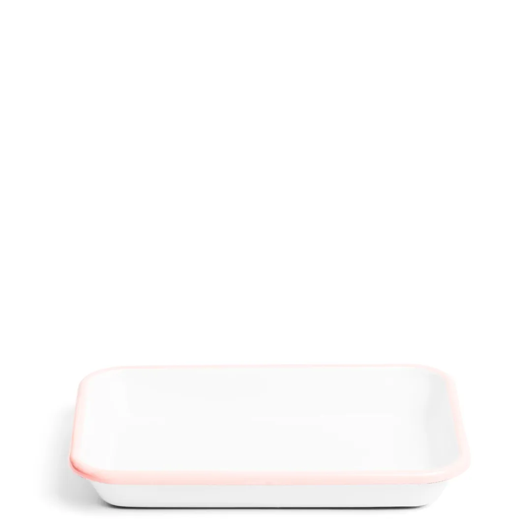 Daylesford Organic White & Pink Enamel Rectangular Dish 26cm