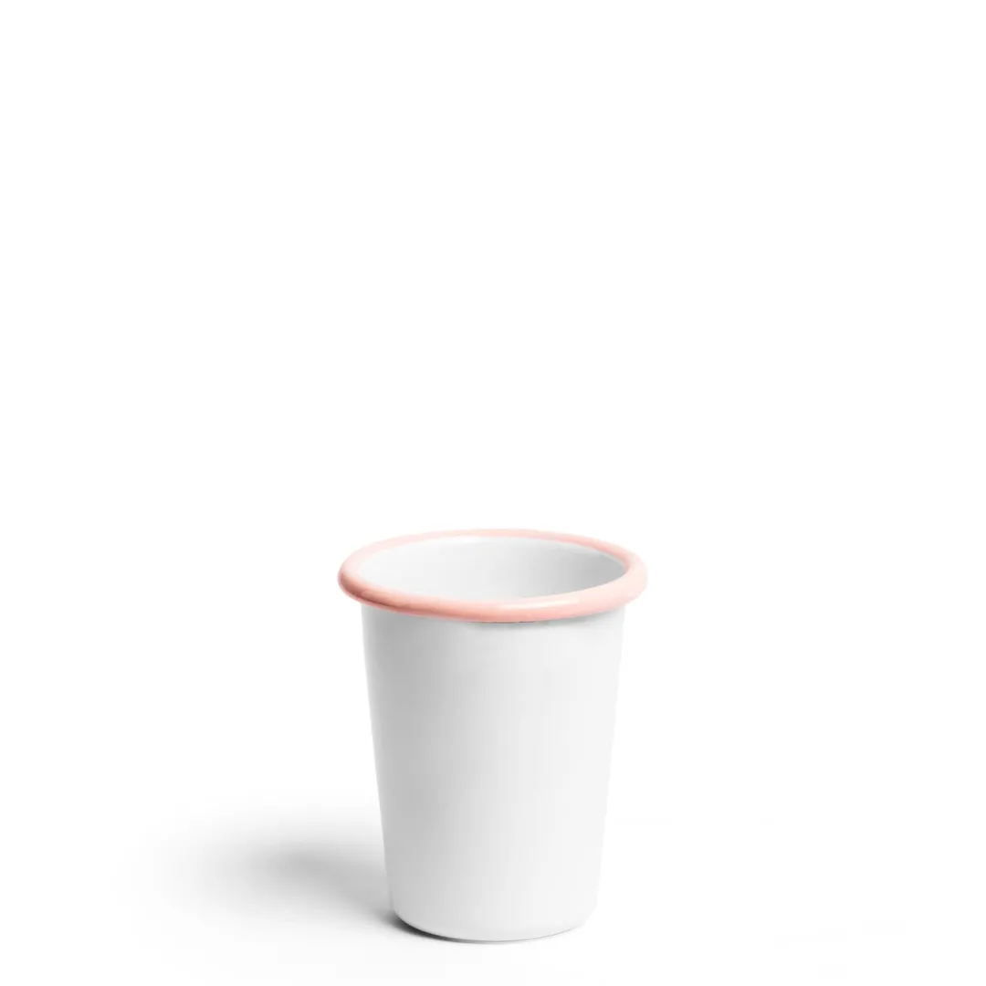 Daylesford Organic White & Pink Small Enamel Tumbler